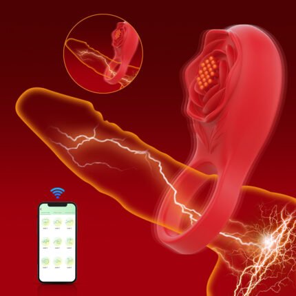 Rose-shaped remote-controlled silicone vibrating masturbator LY888
